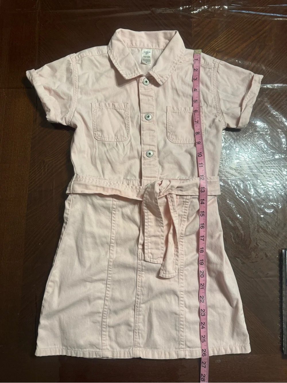 OshKosh B'gosh Pale Pink Button-Front Shirt Dress with Tie Belt
